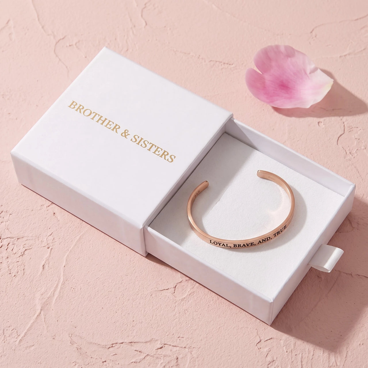 Loyal, Brave, And, True, rose gold bracelet — gift box | SKU: lbat-rg