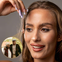 Thumbnail for Lucky Moon Photo Necklace held by a woman, featuring a cherished photo of loved ones in the pendant, by Brother & Sisters.