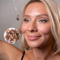 Thumbnail for Luxurious Photo Necklace worn by a woman, showcasing a cherished photo, by Brother & Sisters.