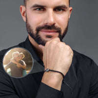 Thumbnail for Man showcasing Classic Photo Bracelet featuring a customizable photo charm by Brother & Sisters.