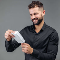 Thumbnail for Man Grey Photo Bracelet gift unboxing by a man in a black shirt from Brother & Sisters