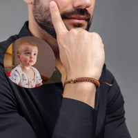 Thumbnail for Man Brown Photo Bracelet worn on a man's wrist featuring a photo of a child, designed by Brother & Sisters.