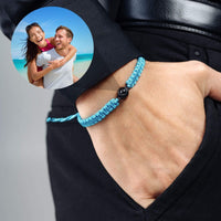 Thumbnail for Man Blue Photo Bracelet featuring a personalized photo, stylish design, by Brother & Sisters, perfect gift.