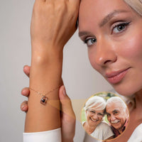 Thumbnail for Memories Photo Bracelet worn by woman, showcasing a hidden pendant with cherished photo projection feature by Brother & Sisters.