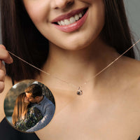 Thumbnail for Moonlight Photo Necklace featuring a moon-shaped pendant holding a cherished photo, by Brother & Sisters.