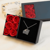 Thumbnail for Personalized Envelope Necklace - Personalized Necklace - Brother & Sisters Silver / with Flowers Brother & Sisters