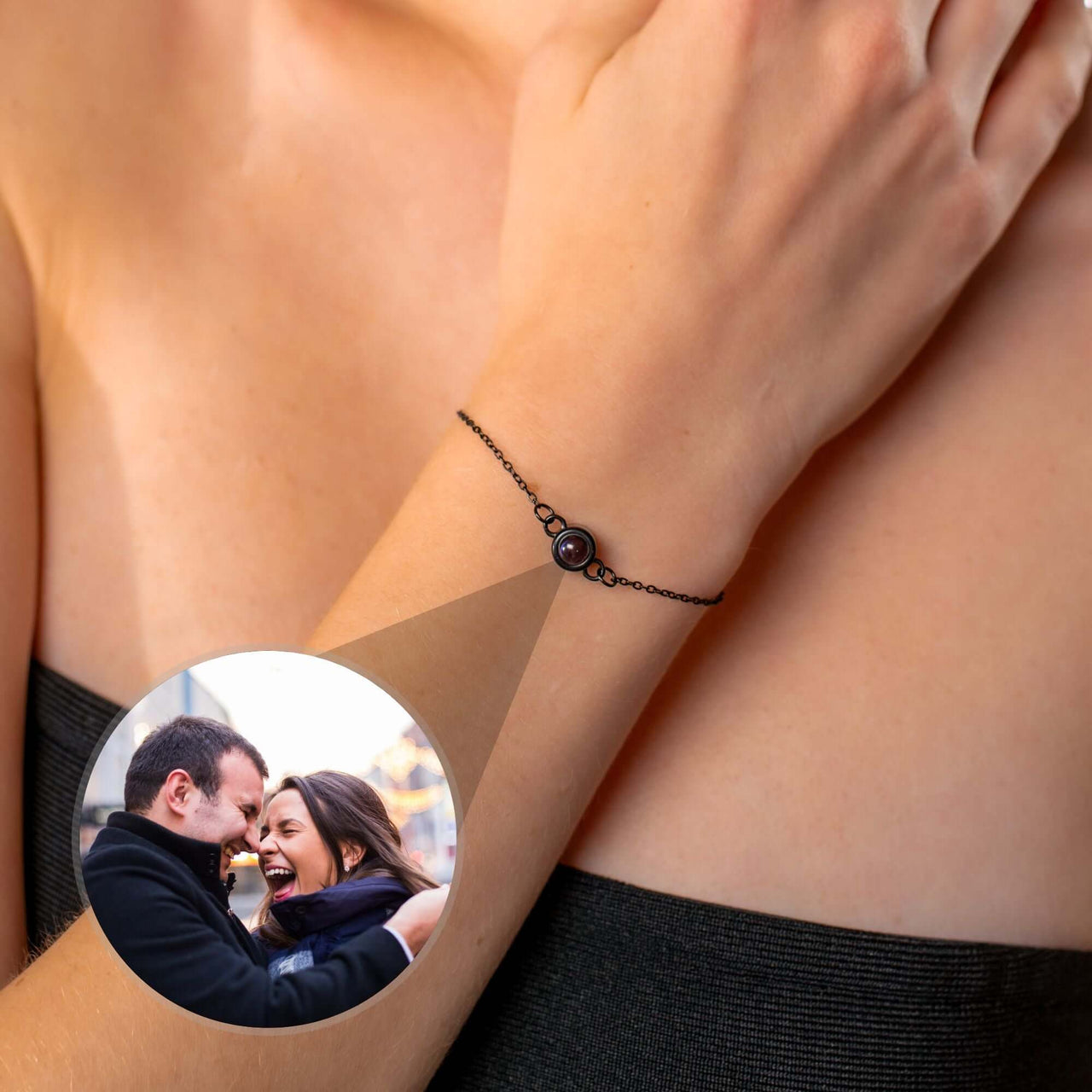 Photo Personalized Bracelet featuring a custom photo projection, capturing cherished memories with Brother & Sisters.