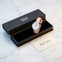 Thumbnail for Pink Love in B&S long rectangular gift box on Carrara marble