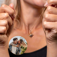 Thumbnail for Protect Photo Necklace featuring a sun pendant, personalized with a cherished photo, by Brother & Sisters.