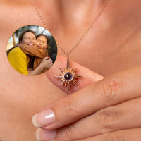 Thumbnail for Protect Photo Necklace featuring a sunburst design, personalizable with a cherished photo, by Brother & Sisters.