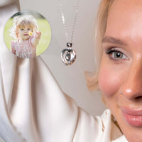 Thumbnail for Romance Photo Necklace showcasing a personalized heart pendant with a cherished photo, by Brother & Sisters.