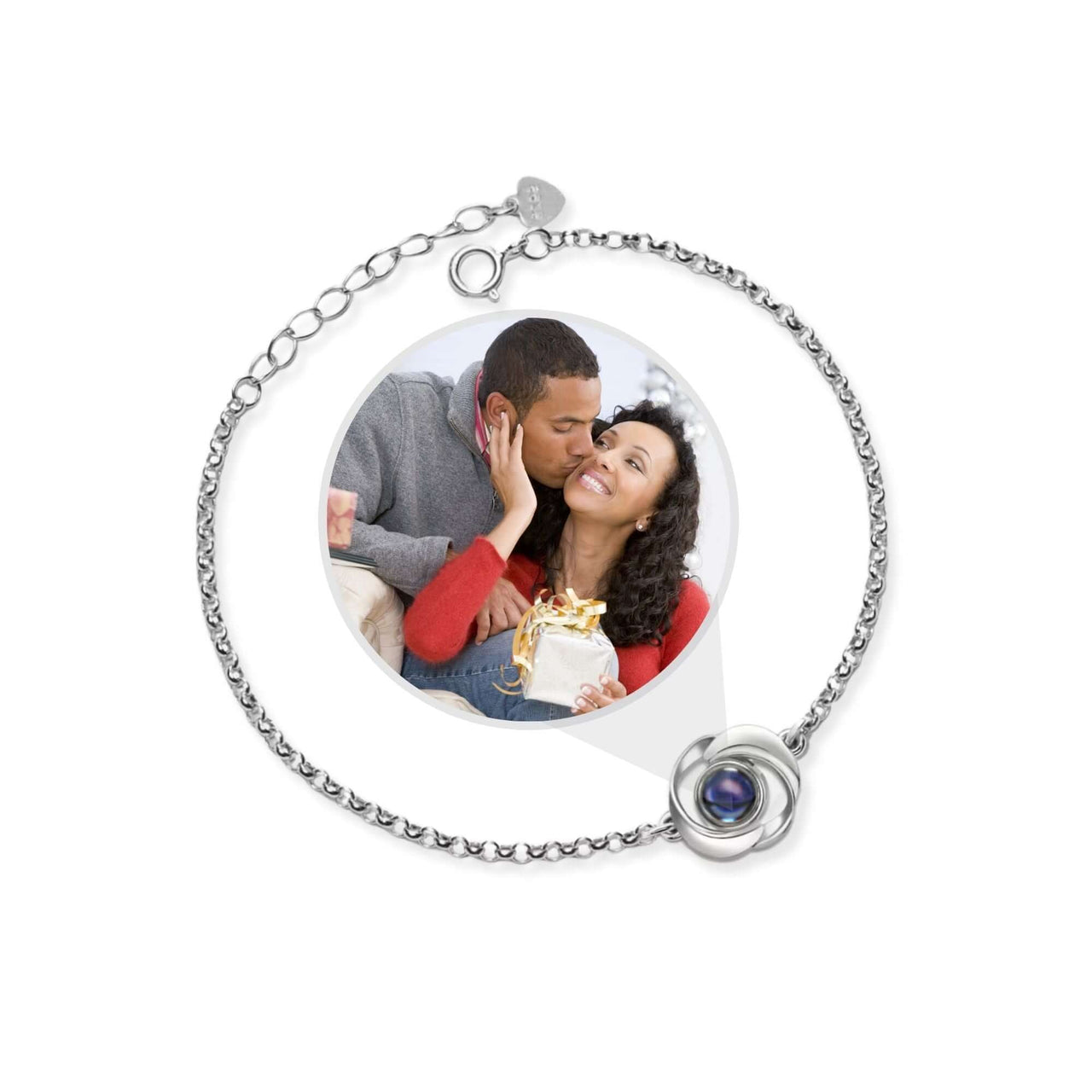 Rose Photo Bracelet featuring a rose design and a hidden photo projection of a loved one by Brother & Sisters.