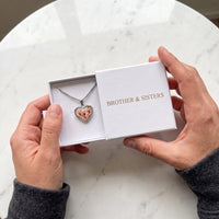 Thumbnail for The silver heart photo necklace with a baby photo in the Brother & Sisters gift box | SKU: TPH-CHTN-SILVER-SMALL