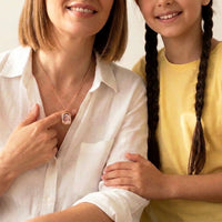 Thumbnail for Mother and daughter sharing the photo hidden in the rose gold oval necklace | SKU: TPH-OVLN-ROSEGOLD