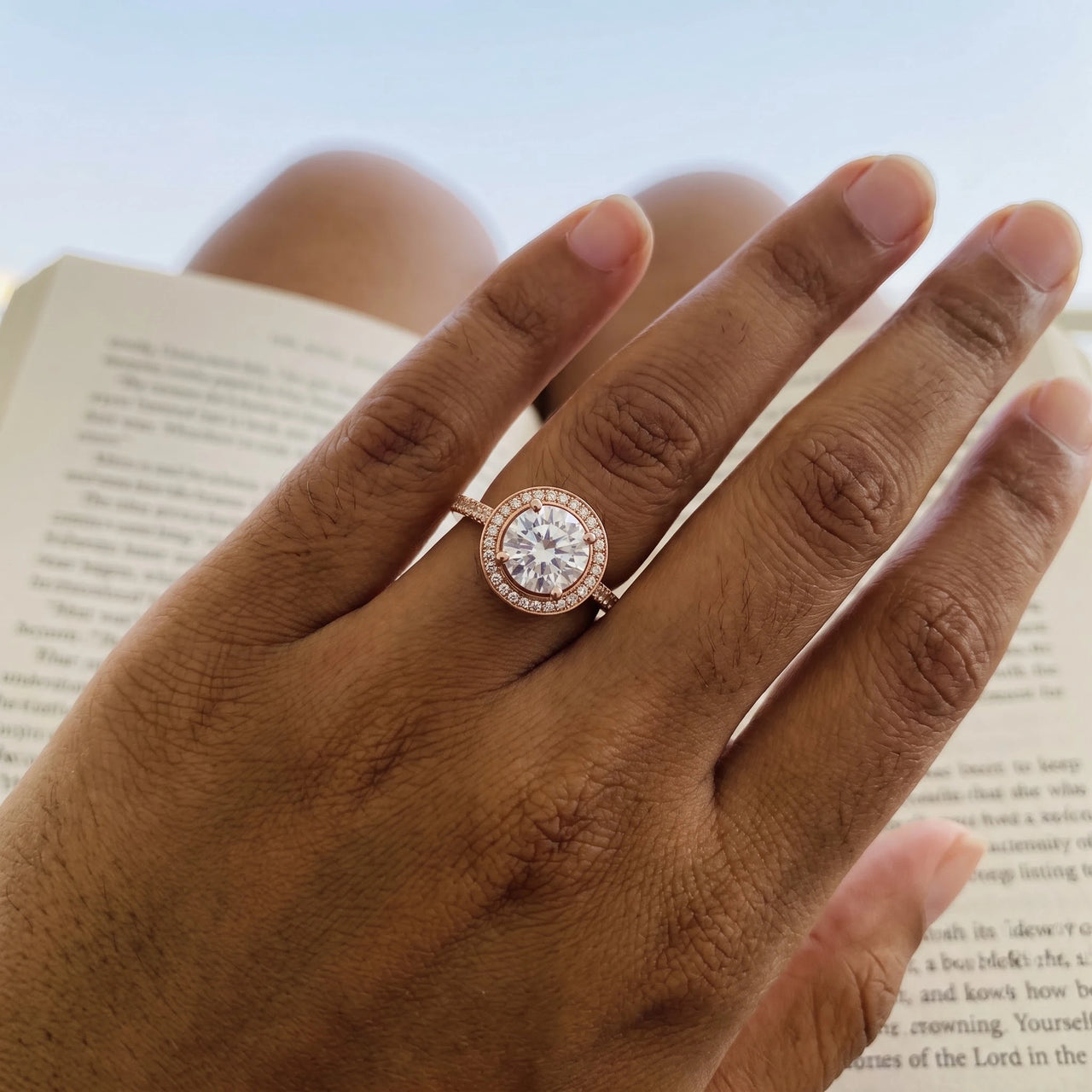 Rose Gold Circle Ring worn, showing its real size | SKU: 101791-4.5-rose-gold