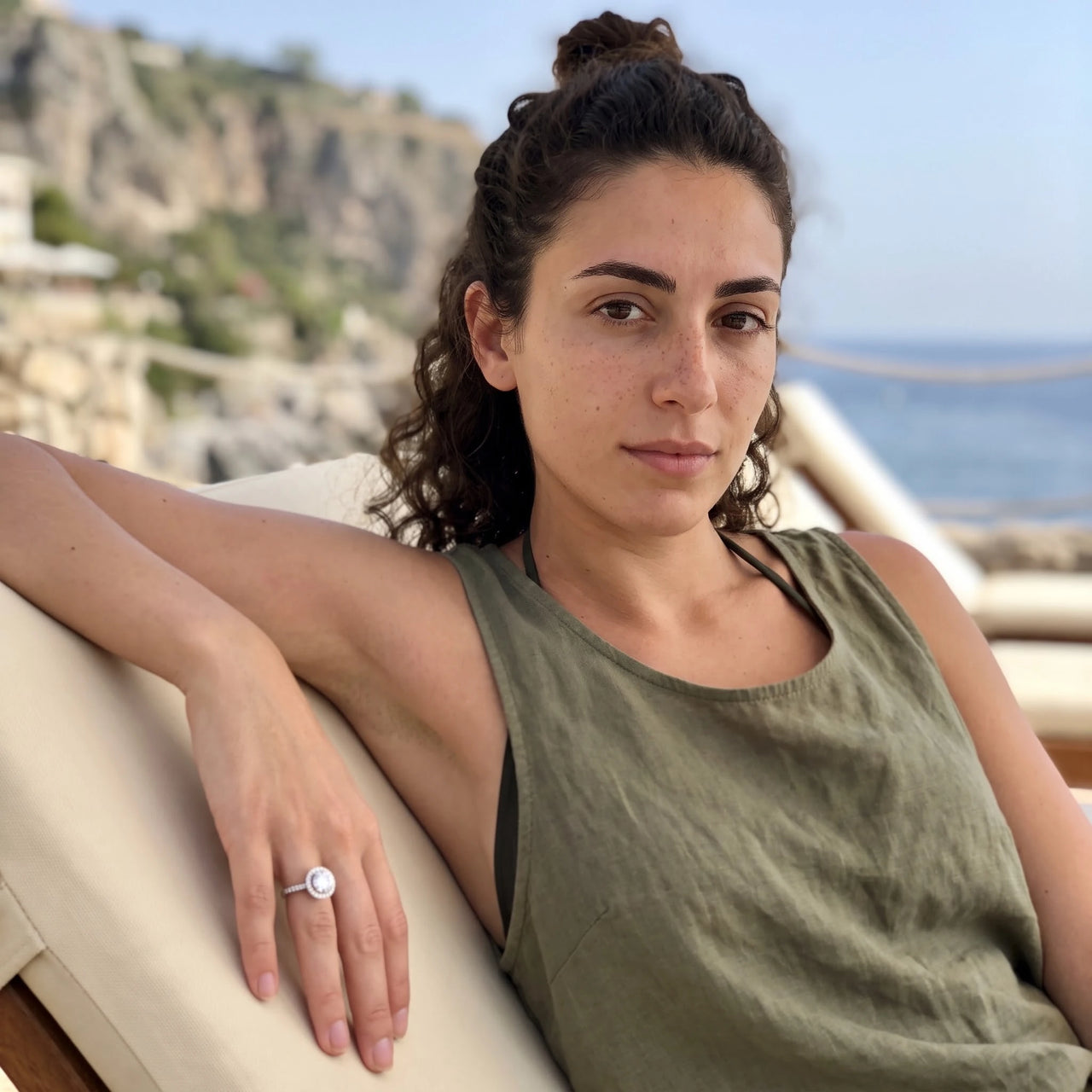 Silver Circle Ring worn during a relaxed moment | SKU: 101791-4.5-silver