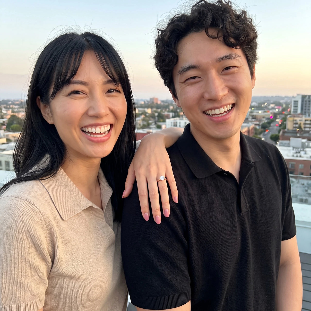 Couple moment, she wears the Rose Gold Classic Ring | SKU: 33759698-4.5-rose-gold