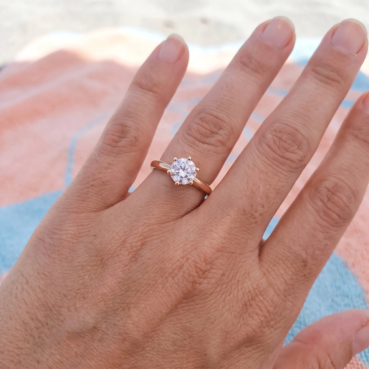 Rose Gold Classic Ring worn, showing its real size | SKU: 33759698-4.5-rose-gold