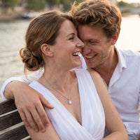 Thumbnail for A couple on a date, she wears the silver necklace | SKU: 505415-white