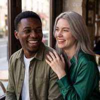 Thumbnail for Couple moment, she wears the Rose Gold Drop Ring | SKU: 505162-4.5-rose-gold