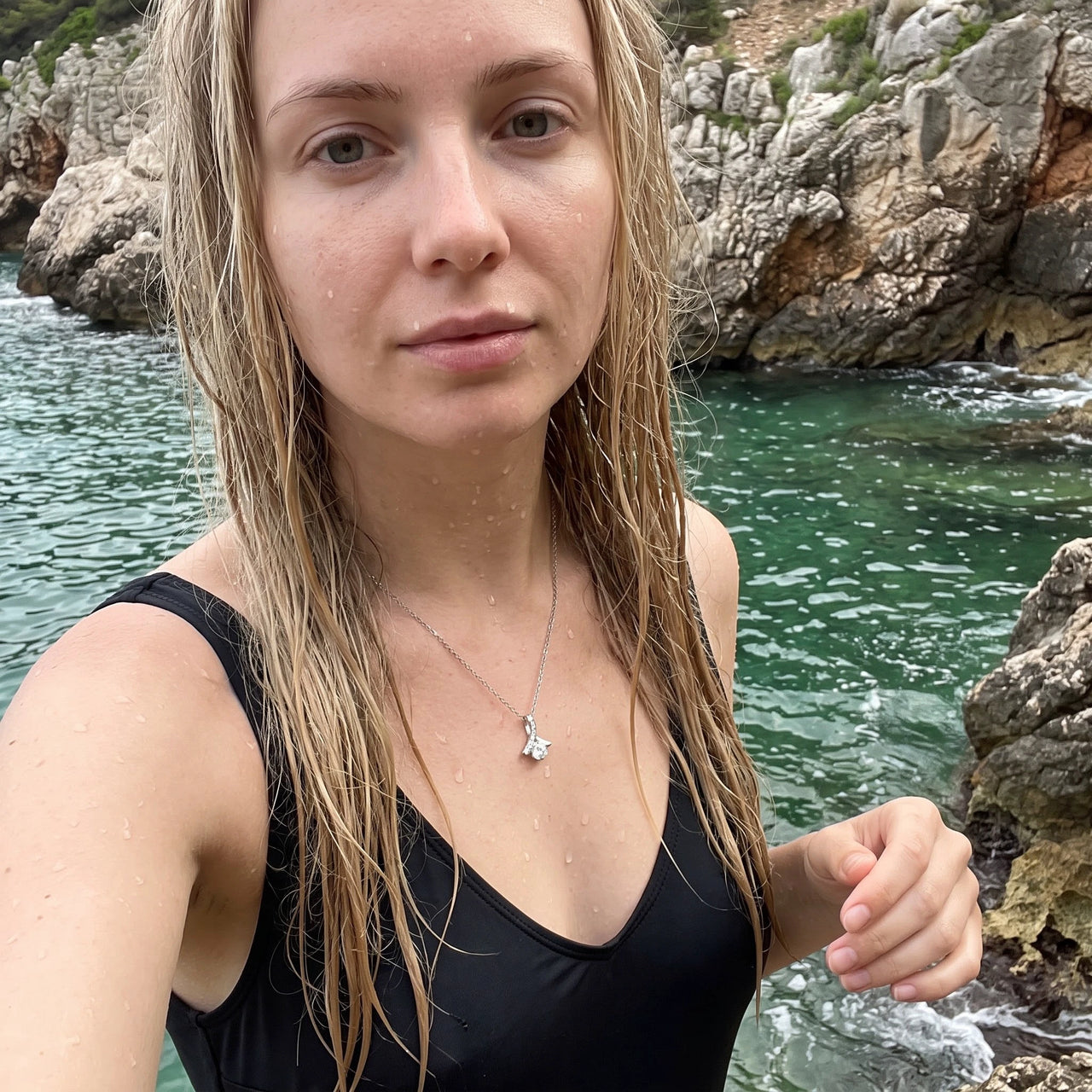 Silver necklace worn in the water, waterproof stainless steel | SKU: 6309048