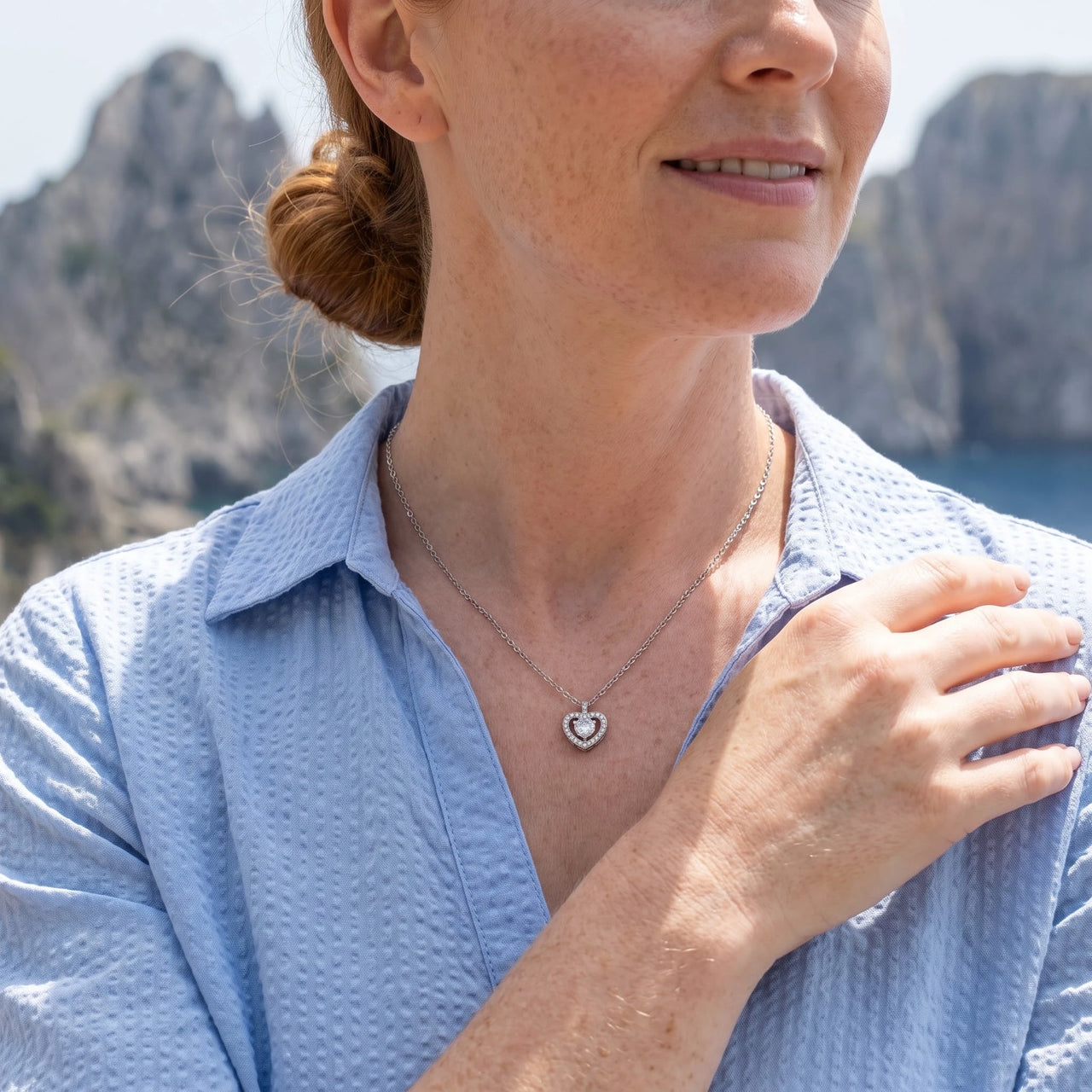 Hart ketting — gedragen op reis, zilver | SKU: 505744