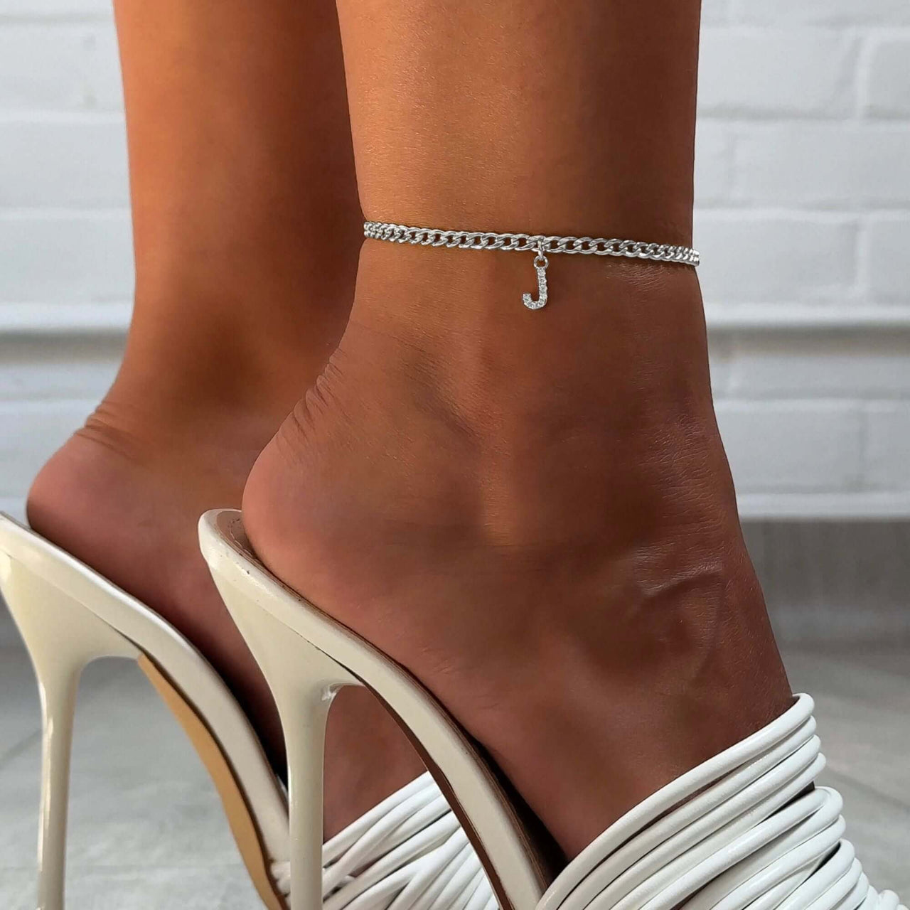 Silver Initial Anklet - Ankle Bracelet - Anklet for Women - Silver Leg Bracelet Anklet Brother & Sisters