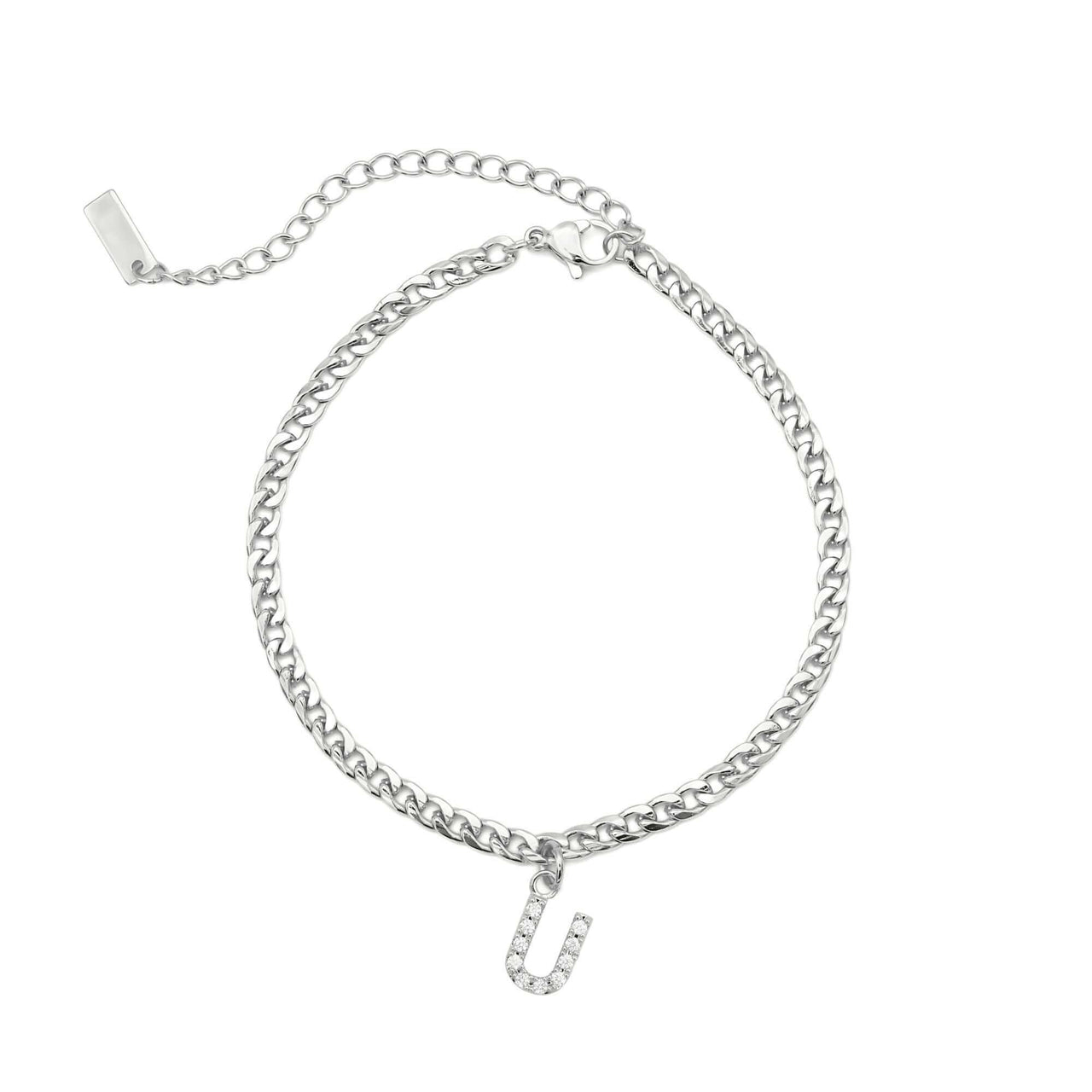 Silver Initial Anklet - Ankle Bracelet - Anklet for Women - Silver Leg Bracelet Anklet U Brother & Sisters
