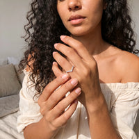 Thumbnail for Woman gently touching her silver ring | SKU: 10645547-4.5-silver