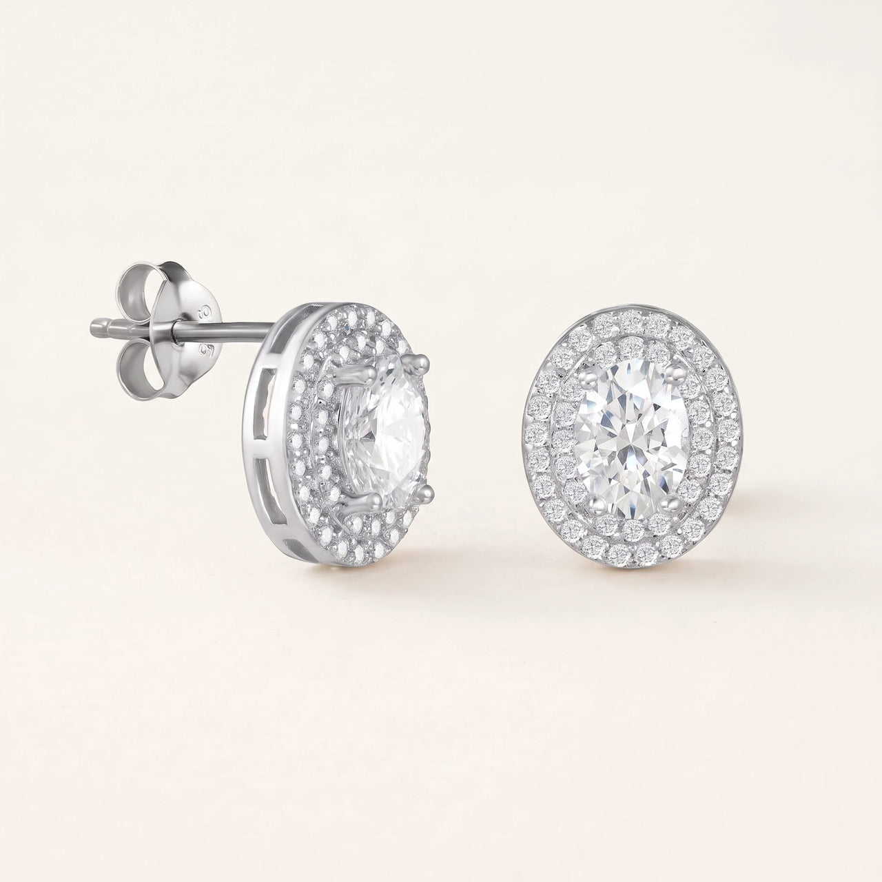 Silver Oval Earrings, silver stud earrings | SKU: 6306968-white