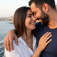 Thumbnail for A couple on a date, she wears the silver necklace | SKU: 22559056