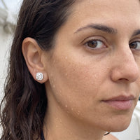Thumbnail for Silver stud earrings worn in the water, waterproof stainless steel | SKU: 505263