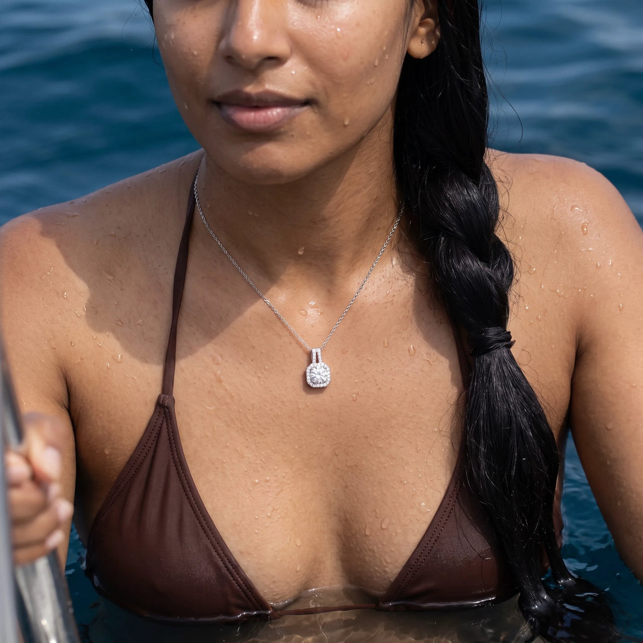 Silver necklace worn in the water, waterproof stainless steel | SKU: 505762
