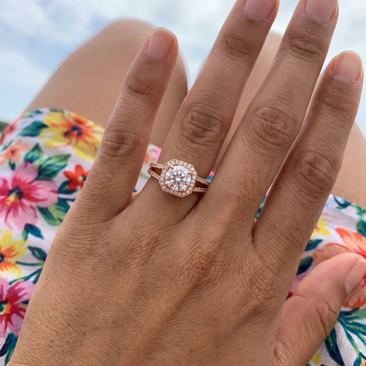 Rose Gold Square Ring worn, showing its real size | SKU: 346060-4.5-rose-gold