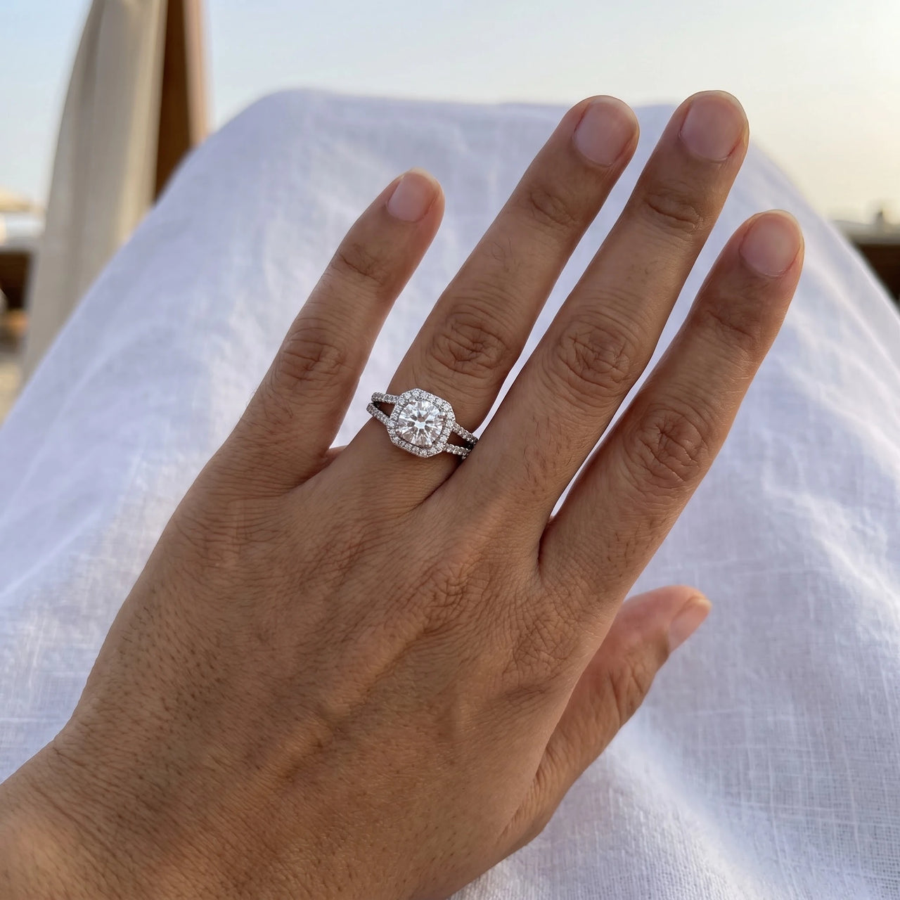 Silver Square Ring worn, showing its real size | SKU: 346060-4.5-silver
