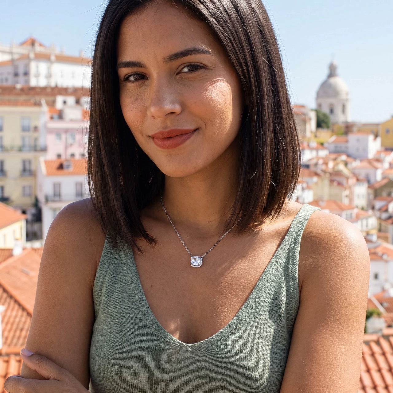 Ketting zirkonia — gedragen op reis, zilver | SKU: 505721