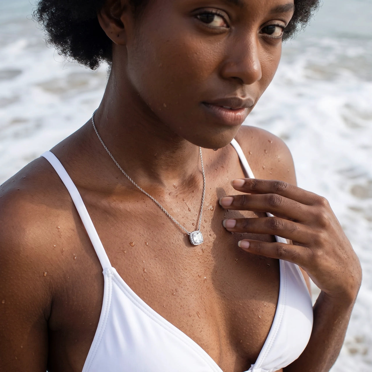Silver necklace worn in the water, waterproof stainless steel | SKU: 505721
