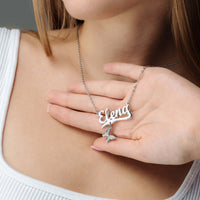 Thumbnail for Simple Name Necklace by Brother & Sisters, featuring a personalised name 'Elena' in elegant silver design.