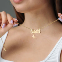 Thumbnail for Simple Name Necklace by Brother & Sisters, featuring a personalized gold name design.