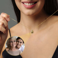 Thumbnail for Model showcasing a Square Photo Necklace by Brother & Sisters with a cherished photo inside.