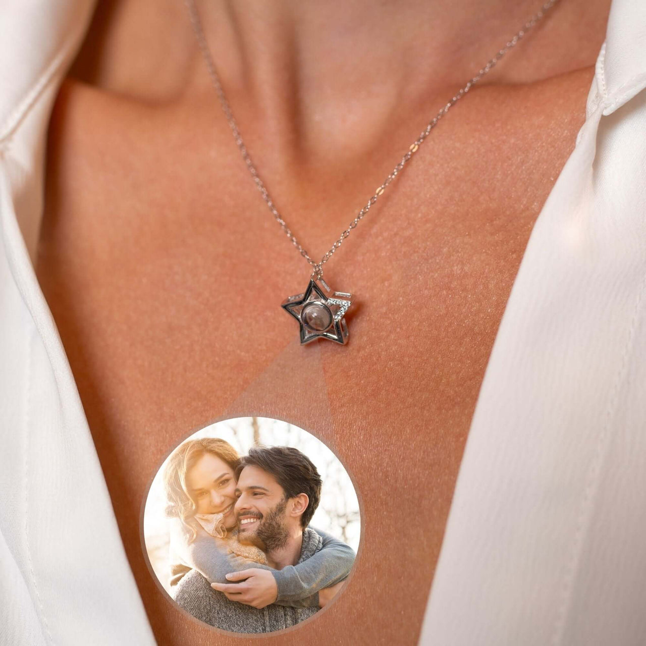 Star Photo Necklace by Brother & Sisters showcasing cherished memories in a stylish star pendant.