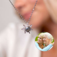 Thumbnail for Close-up of Sun Photo Necklace by Brother & Sisters featuring a sun design and customizable photo feature.
