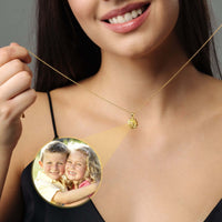 Thumbnail for Sunflower Photo Necklace showcasing a golden sunflower pendant featuring a cherished photo, by Brother & Sisters.