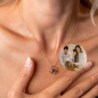 Thumbnail for Triangle Photo Necklace featuring a personalized photo insert, designed by Brother & Sisters to cherish special moments.