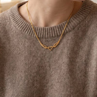 Thumbnail for The gold necklace worn, close-up | SKU: 42004-gold
