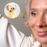 Thumbnail for Wings Photo Necklace featuring a personalized photo enclosed in angel wings by Brother & Sisters, perfect keepsake jewelry.