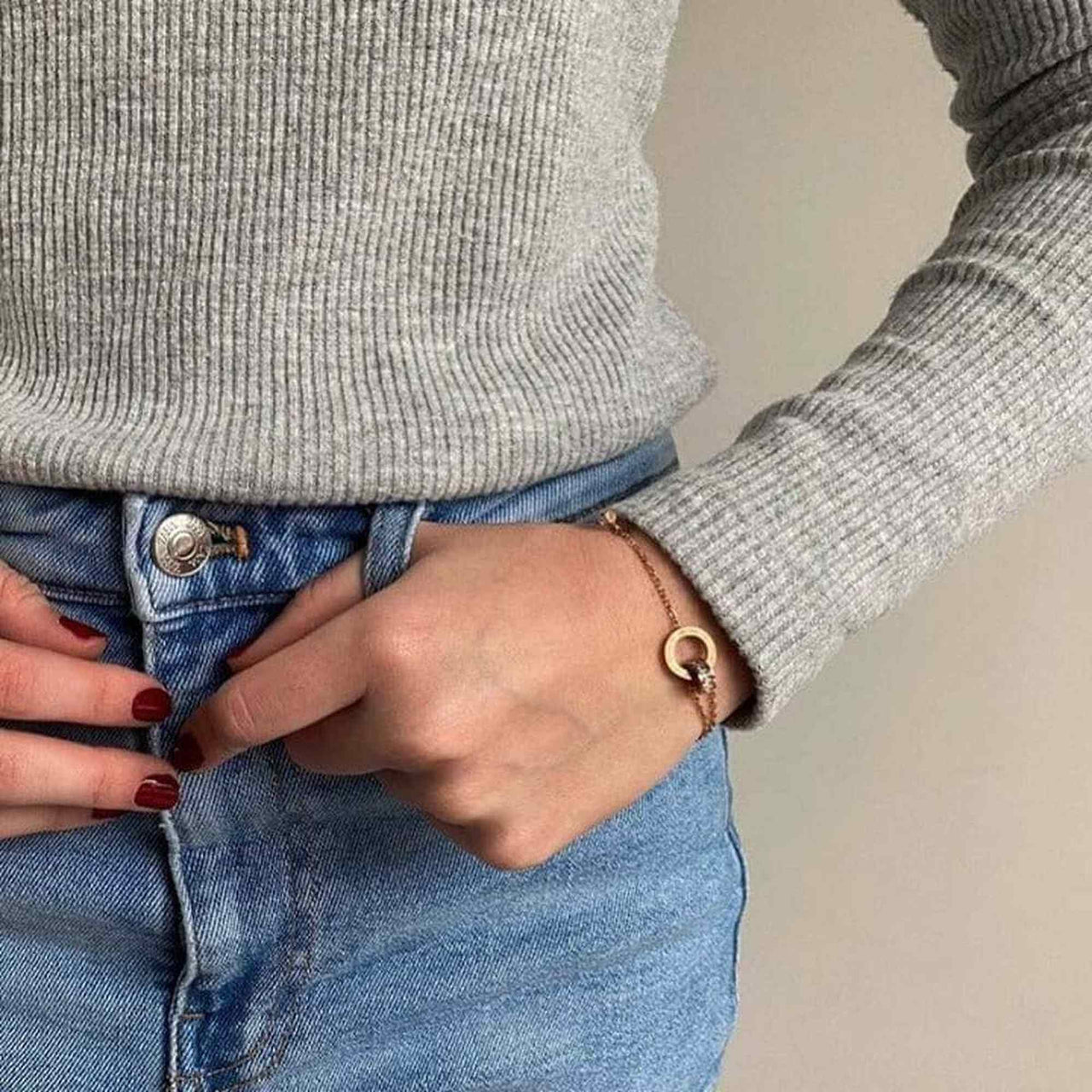 Bracelet with Joined Rings & Crystals - Women's Bracelet - Rose Gold Bracelet Bracelet Brother & Sisters