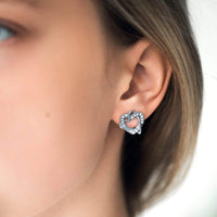 Thumbnail for Hearts with Austrian Crystals Earrings - Stud Earrings - Earrings for Women - Women Earrings Earrings Brother & Sisters