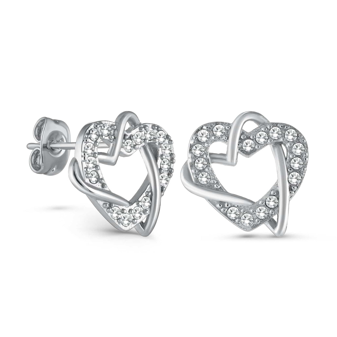 Hearts with Austrian Crystals Earrings - Stud Earrings - Earrings for Women - Women Earrings Earrings Brother & Sisters
