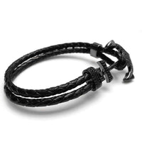 Thumbnail for Man Bracelet -  Man Leather Bracelet - Black Anchor Bracelet - Men's Bracelet Bracelet Brother & Sisters